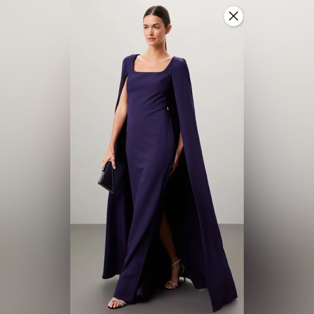 Marchesa Notte Cape Column Gown Dress Size 6